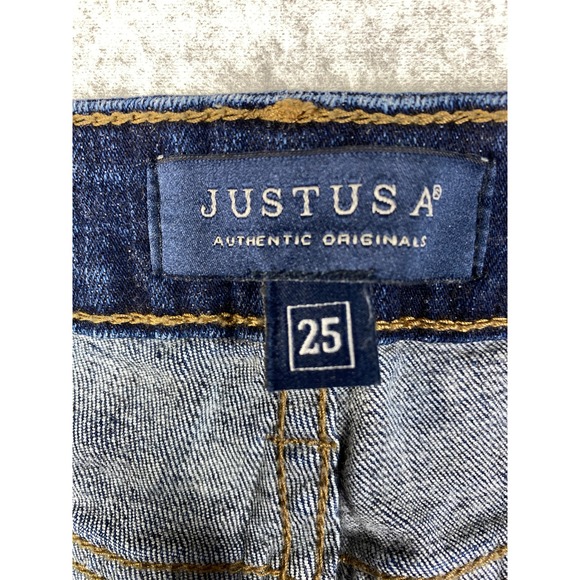 Just USA Denim Shorts Womens 25 Dark Blue Excellent Raw Frayed Hem AB705 - Picture 5 of 9
